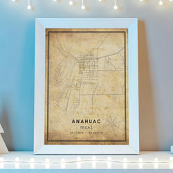 Anahuac, Texas Vintage Style Map Print 