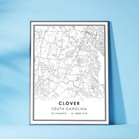 
              Clover, South Carolina Modern Map Print 
            