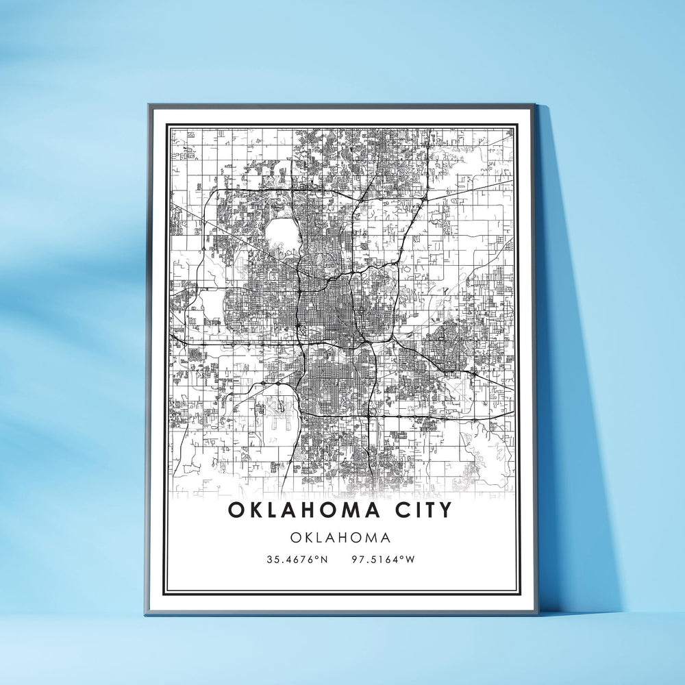 Oklahoma City, Oklahoma Modern Map Print 