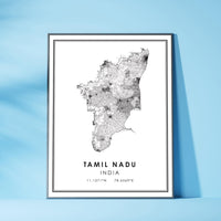 
              Tamil Nadu, India Modern Style Map Print 
            