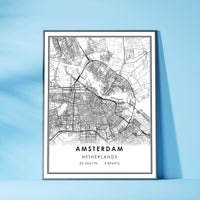 Amsterdam, Netherlands Modern Style Map Print 