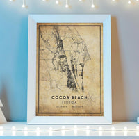 
              Cocoa Beach, Florida Vintage Style Map Print 
            