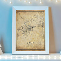 
              Guilin China Vintage Style Map Print 
            