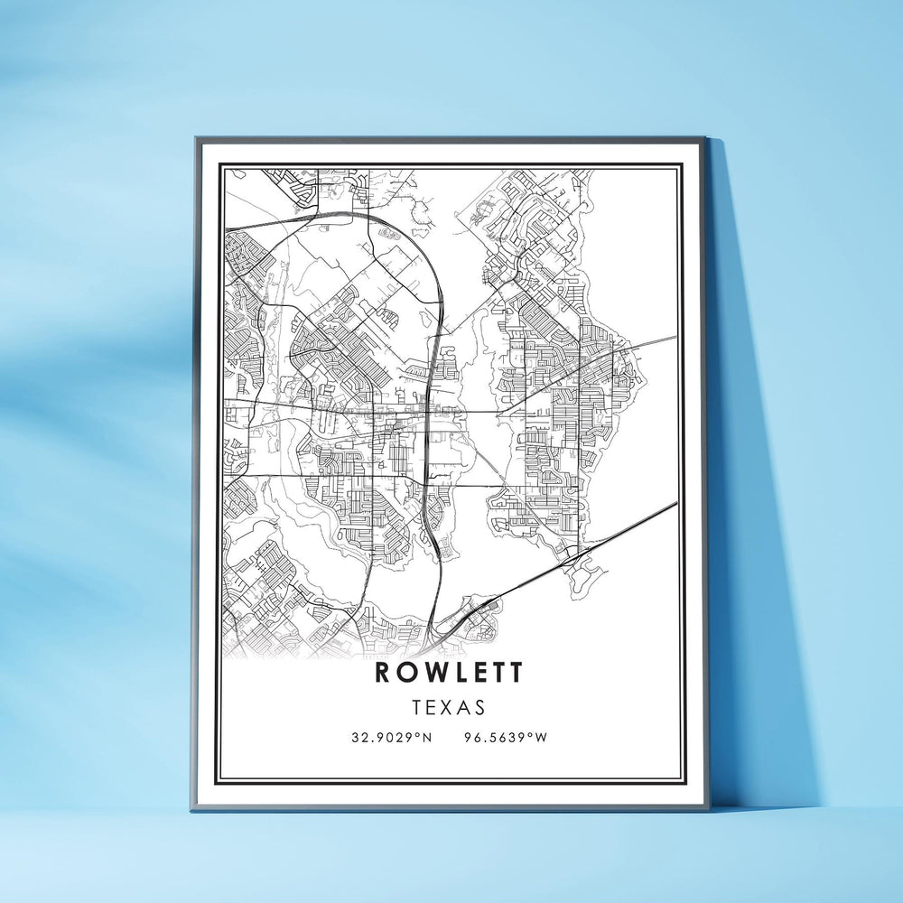 Rowlett, Texas Modern Map Print 