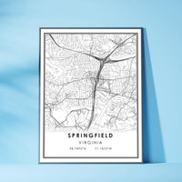 Springfield, Virginia Modern Map Print 