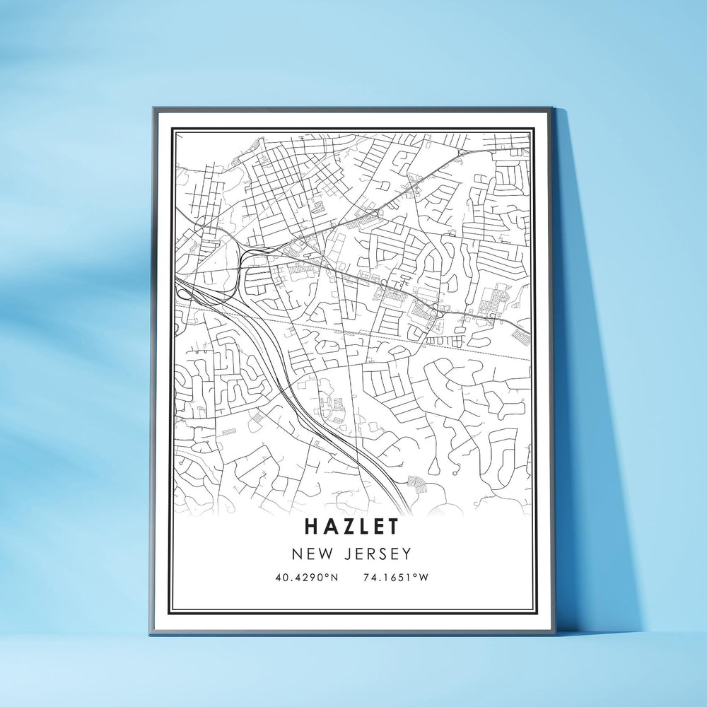 Hazlet, New Jersey Modern Map Print 