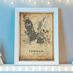 Chihuahua, Mexico Vintage Style Map Print 