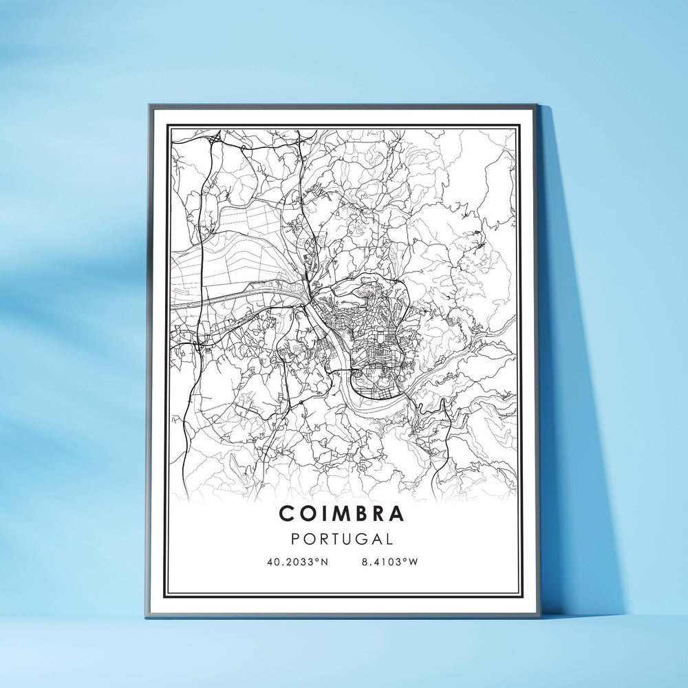 Coimbra, Portugal Modern Style Map Print  