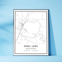 
              Shell Lake, Wisconsin Modern Map Print 
            