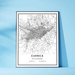 Cuenca, Ecuador Modern Style Map Print 