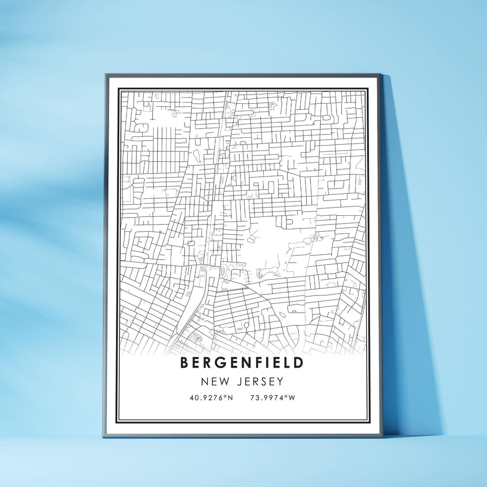 Bergenfield, New Jersey Modern Map Print