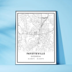 Fayetteville, Georgia Modern Map Print 