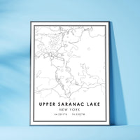 
              Upper Saranac Lake, New York Modern Map Print 
            