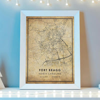 
              Fort Bragg North Carolina Vintage Style Map Print 
            