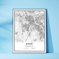 
              Bonn, Germany Modern Style Map Print 
            