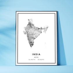 India, Asia Modern Style Map Print 