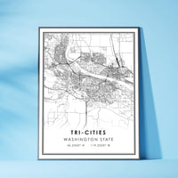 Tri-Cities, Washington State Modern Map Print 