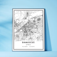 
              Damascus, Syria Modern Style Map Print 
            