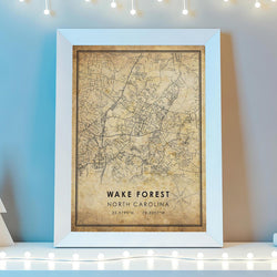 Wake Forest, North Carolina Vintage Style Map Print 