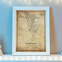 
              Fountain Colorado Vintage Style Map Print 
            