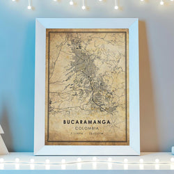 Bucaramanga, Colombia Vintage Style Map Print 