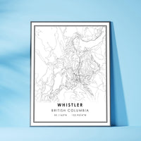 
              Whistler, British Columbia Modern Style Map Print 
            