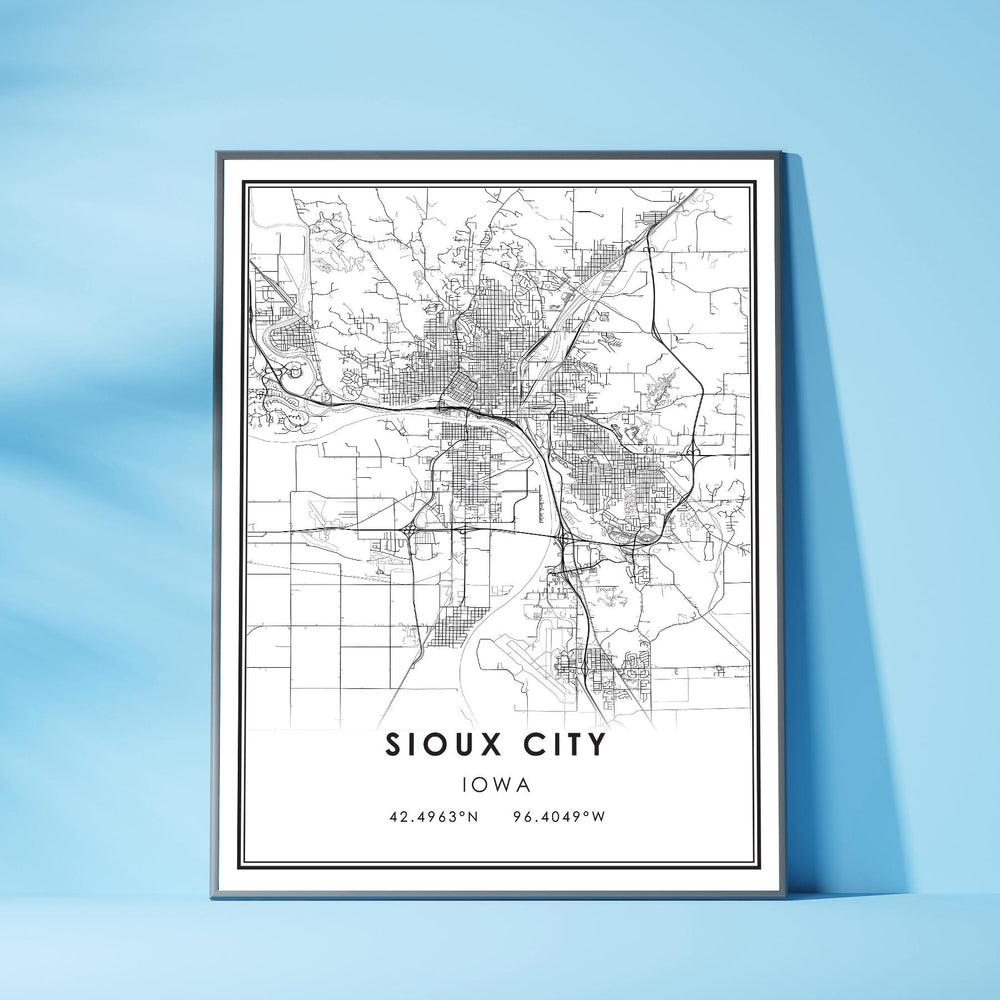 Sioux City, Iowa Modern Map Print 