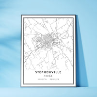 
              Stephenville, Texas Modern Map Print
            