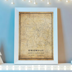 Gibsonville, North Carolina Vintage Style Map Print 