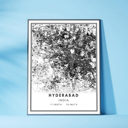 Hyderabad, Telangana Modern Style Map Print 