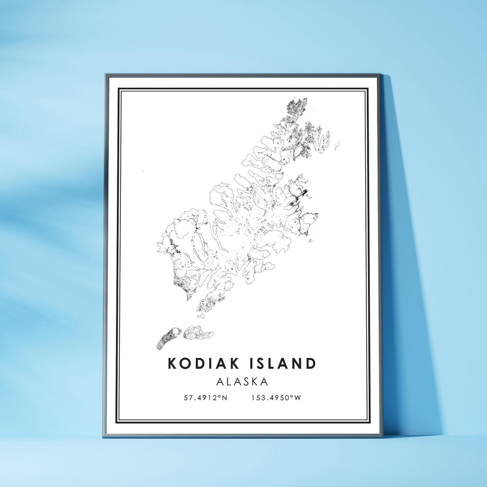 Kodiak Island, Alaska Modern Map Print