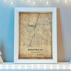 Brentwood, Tennessee Vintage Style Map Print 