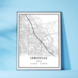 Lewisville, Texas Modern Map Print 