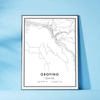 
              Orofino, Idaho Modern Map Print 
            