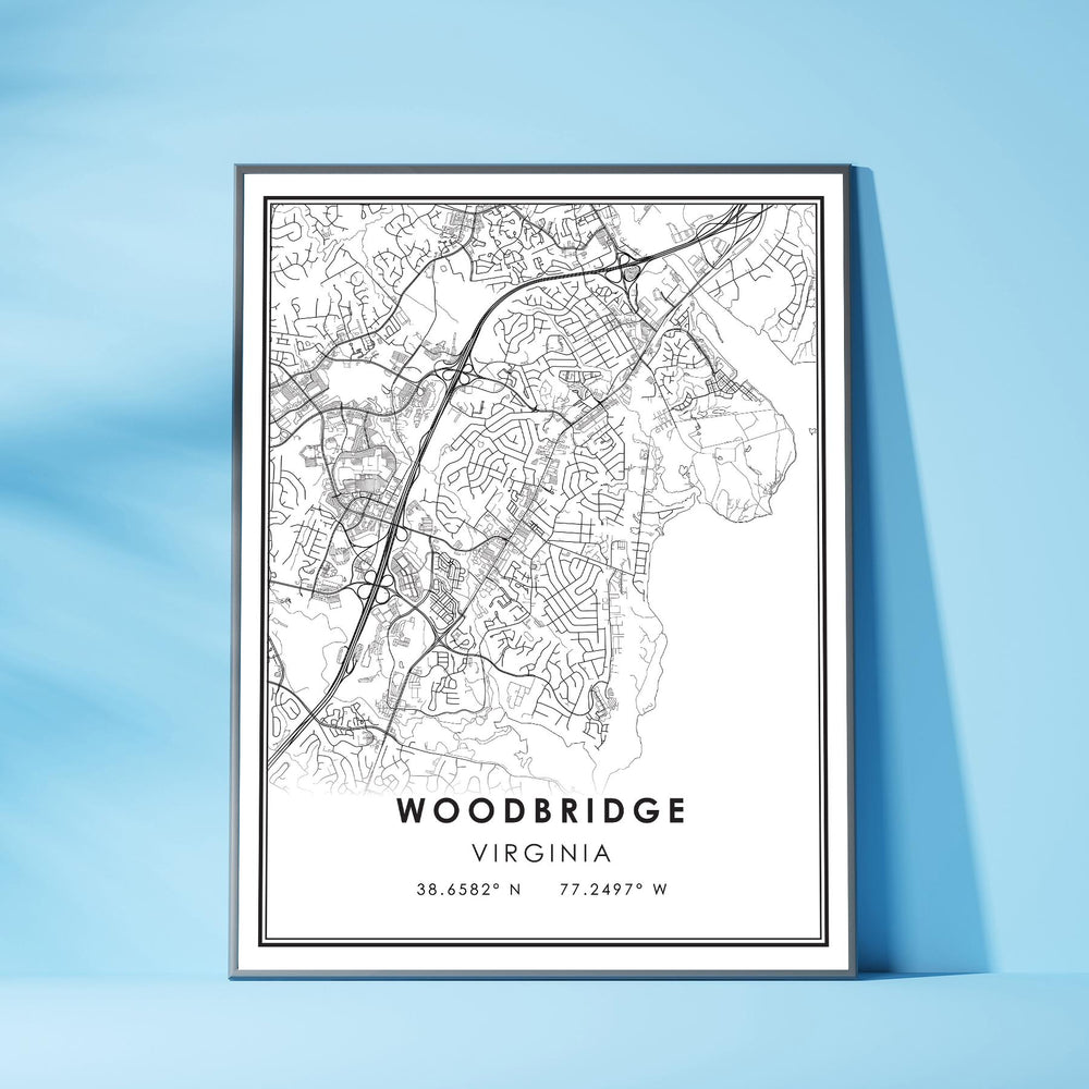 Woodbridge, Virginia Modern Map Print 