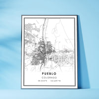 
              Pueblo, Colorado Modern Map Print
            