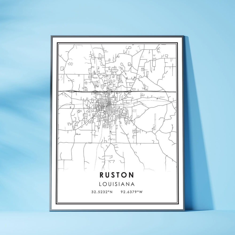 Ruston, Louisiana Modern Map Print 