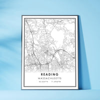 Reading, Massachusetts Modern Map Print