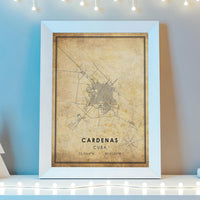 
              Cardenas, Cuba Vintage Style Map Print 
            