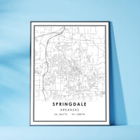 Springdale, Arkansas Modern Map Print 