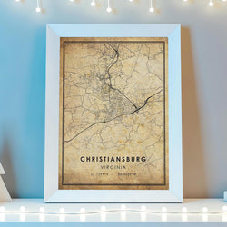 Christianburg, Virginia Vintage Style Map Print 