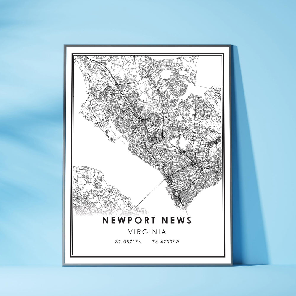 Newport News, Virginia Modern Map Print 