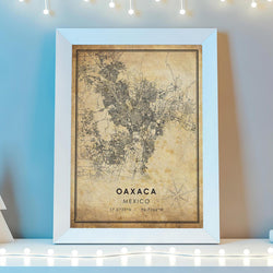 Oaxaca, Mexico Vintage Style Map Print