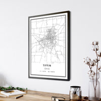 Tiffin, Ohio Modern Map Print 