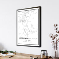 
              Upper Saranac Lake, New York Modern Map Print 
            