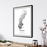 
              Sweden, Europe Modern Style Map Print
            