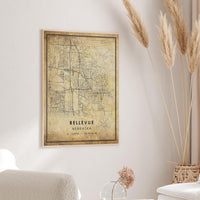 
              Bellevue, Nebraska Vintage Style Map Print 
            