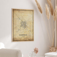 
              Cardenas, Cuba Vintage Style Map Print 
            