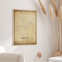 
              Westport, Indiana Vintage Style Map Print 
            