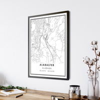 Alabaster, Alabama Modern Map Print 